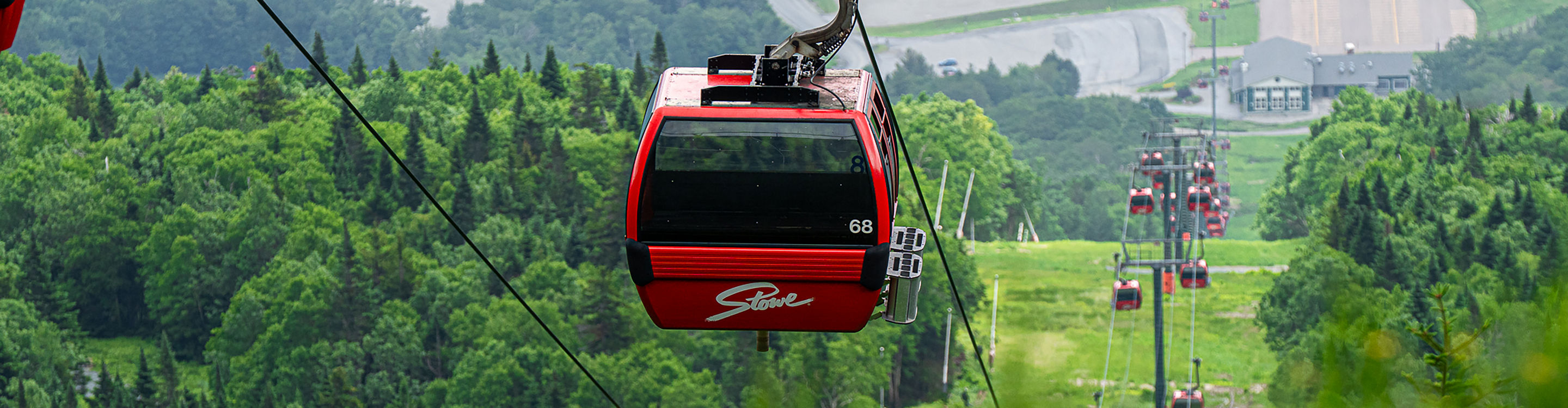 Summer Scenic View of Red Gondolas at Stowe
