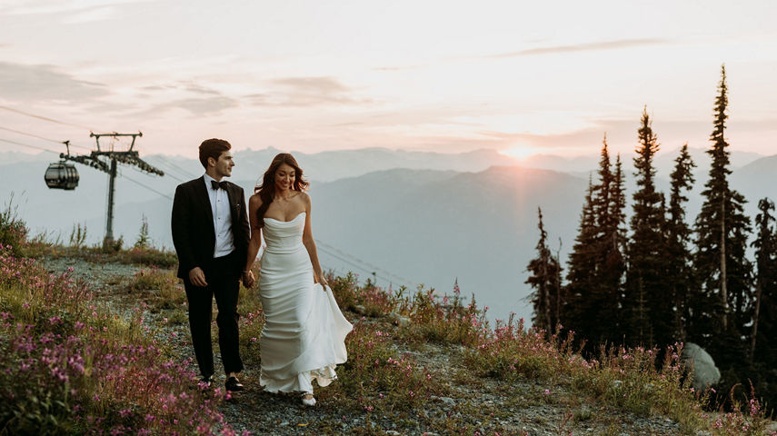 Summer Wedding Bride and Groom Portrait at Whistler Blackcomb