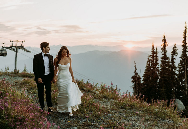 Summer Wedding Bride and Groom Portrait at Whistler Blackcomb