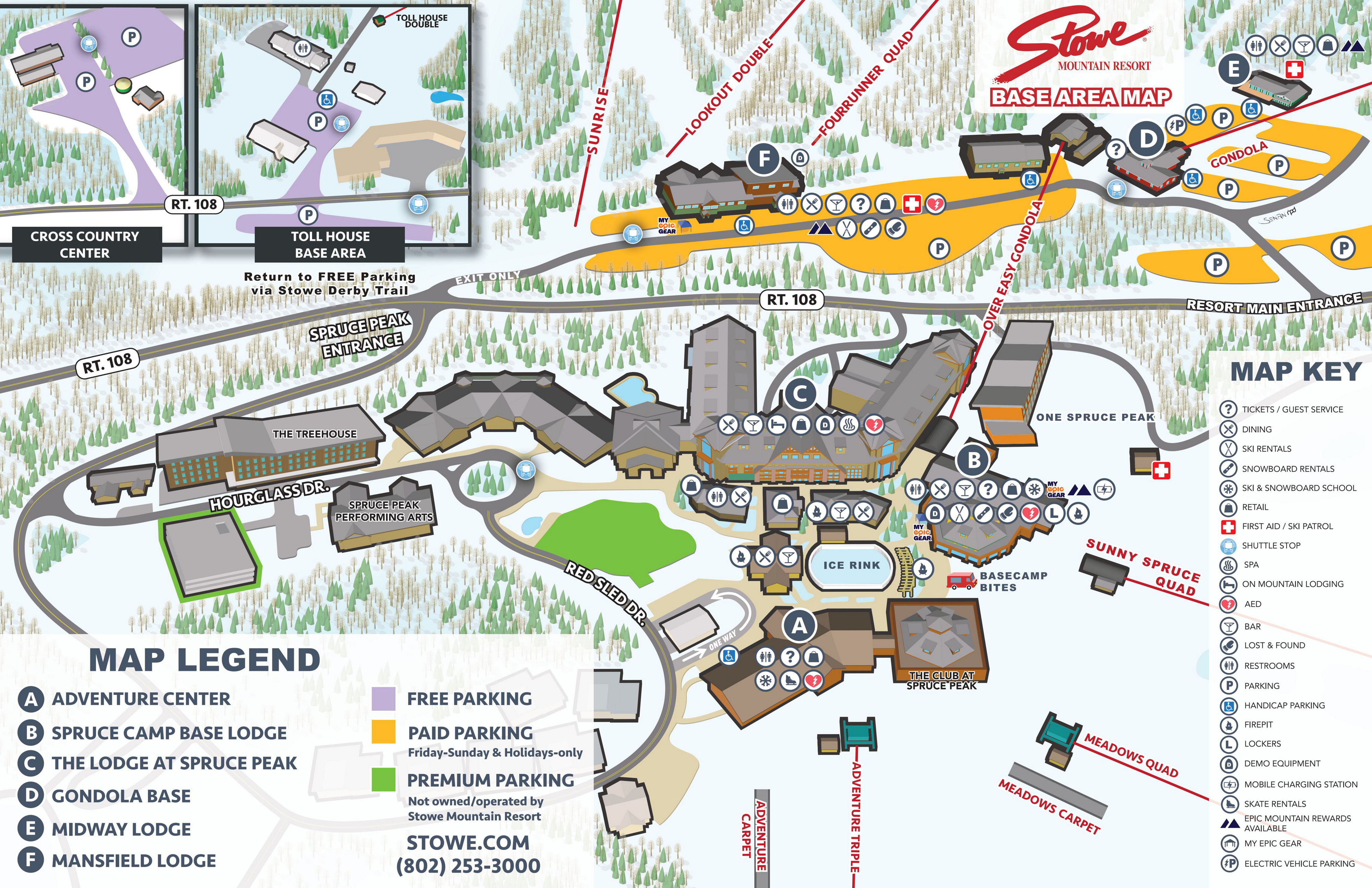 Stowe Winter 2025 Base Area Map