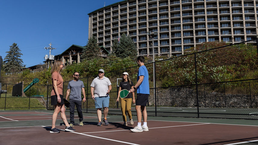 Group of Friends Playing Pickleball at Seven Springs