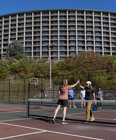 Group of Friends Playing Pickleball at Seven Springs