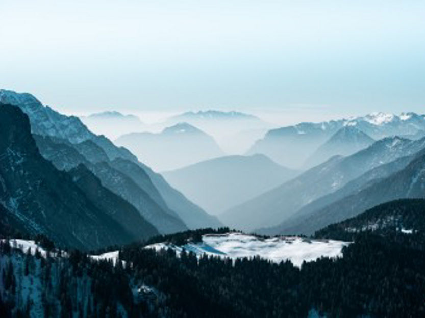 Winter Scenic View of Mountains at Skirama Dolomiti Ski Resort 