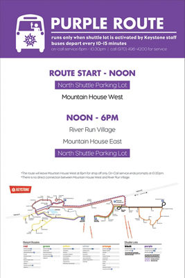 Keystone Winter 2025-2026 Purple Route Bus Schedule