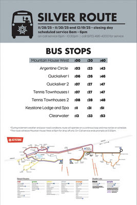 Keystone Winter 2025-2026 Silver Route Bus Schedule