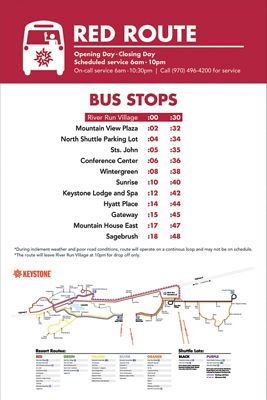 Keystone WInter 2025-2026 Red Route Bus Schedule