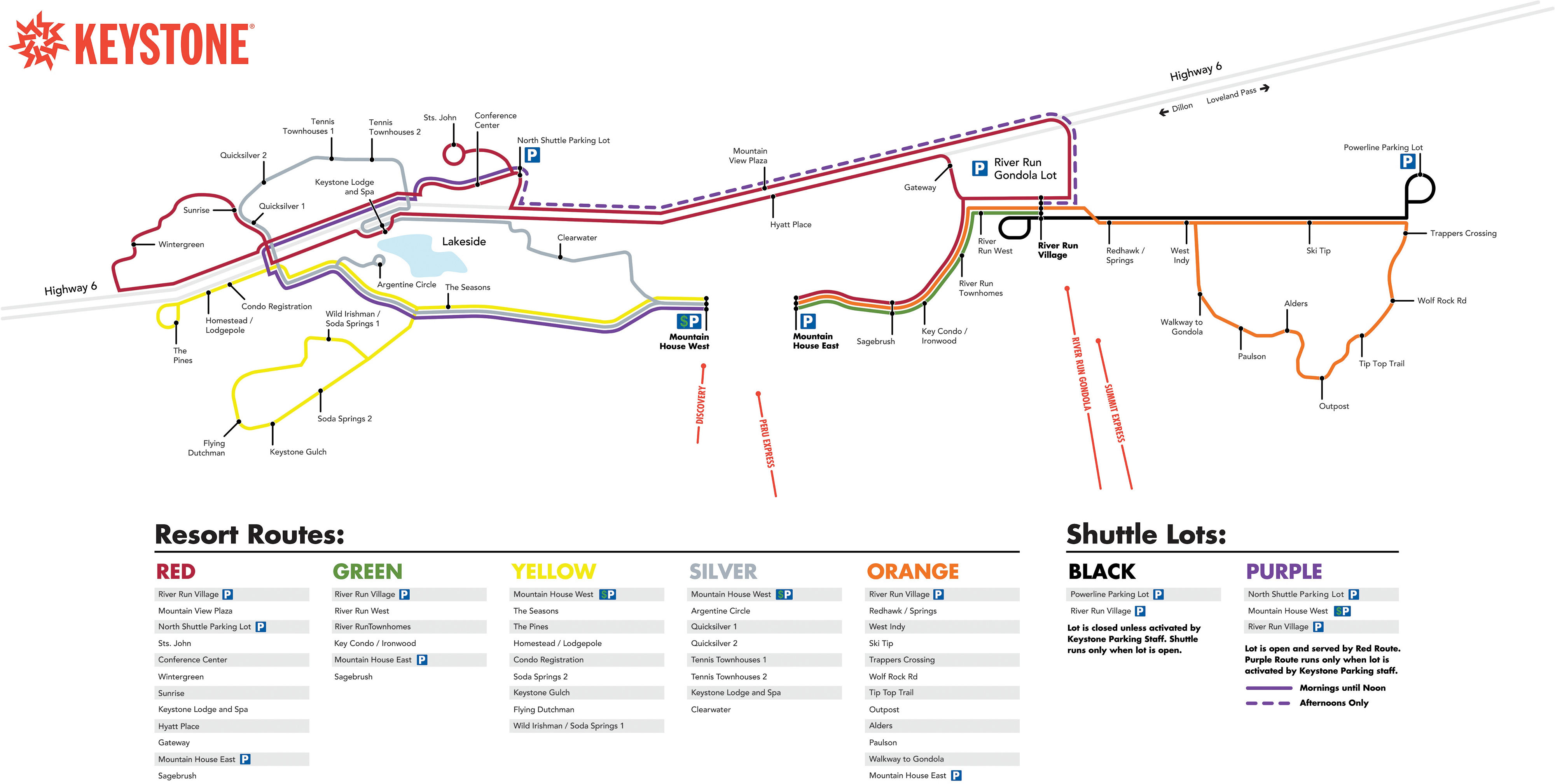 Keystone Winter 2025-2026 Bus Route Schedule