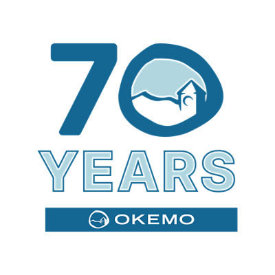 2025 Okemo 70th Anniversary Logo | RGB | Blue & Light Blue Text | Transparent Background | 1800x1800