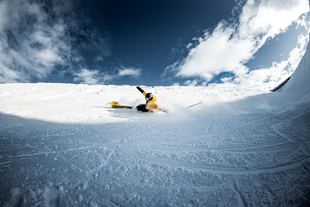 Skier Using Rossignol Arcade 94 Skis on Mountain