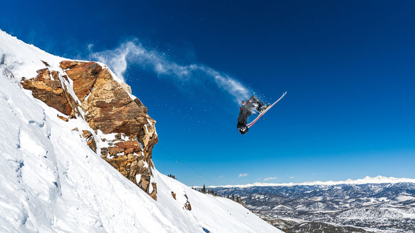 Skier Backflips Off Slopes on a Bluebird Day at Breckenridge