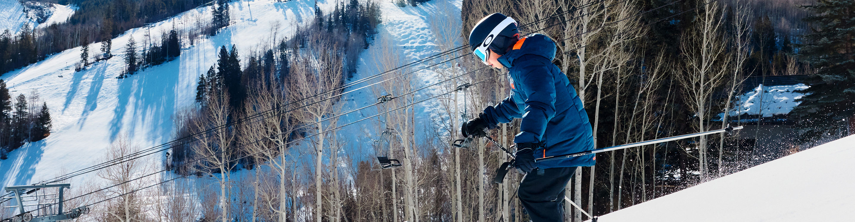 Boy Cruising Sunny Slopes with My Epic Gear Skis at Beaver Creek