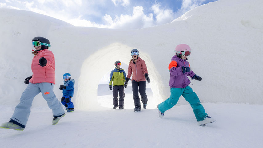 Family Exploring Keystone Snow Fort