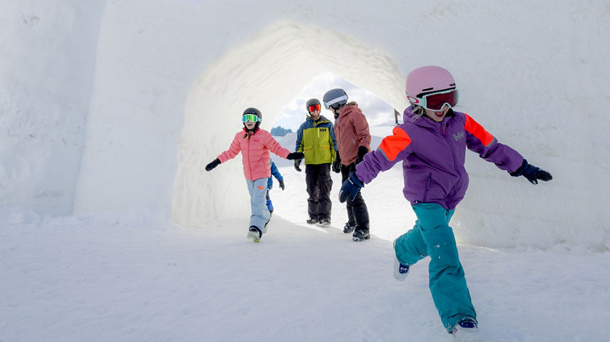 Family Exploring Keystone Snow Fort