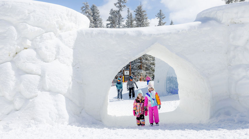 Family Exploring Keystone Snow Fort
