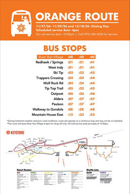 Keystone Winter 2026-2027 Bus Orange Route