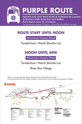 Keystone Winter 2026-2027 Bus Purple Route
