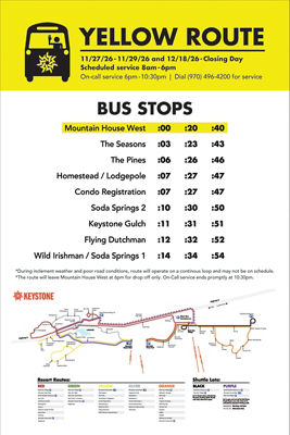Keystone Winter 2026-2027 Bus Yellow Route