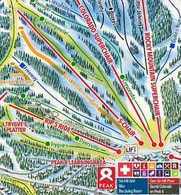 Trail map screenshot Peak 8 beginner area