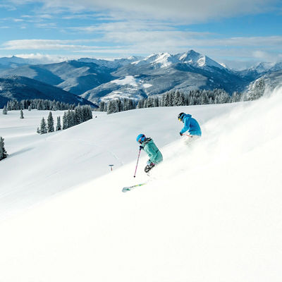 Powder Day in the Back Bowls at Vail, CO.