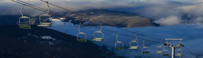Chairlift on a foggy morning at Vail Resort