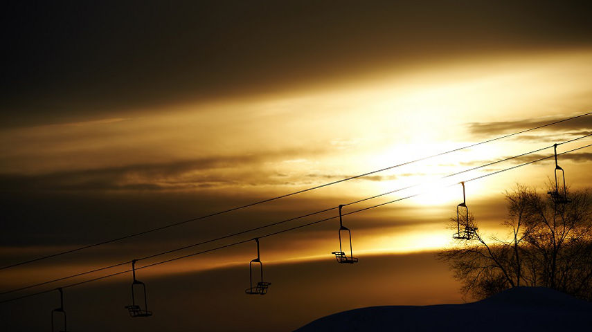 Sun setting over Resort in Mt. Brighton, MI.